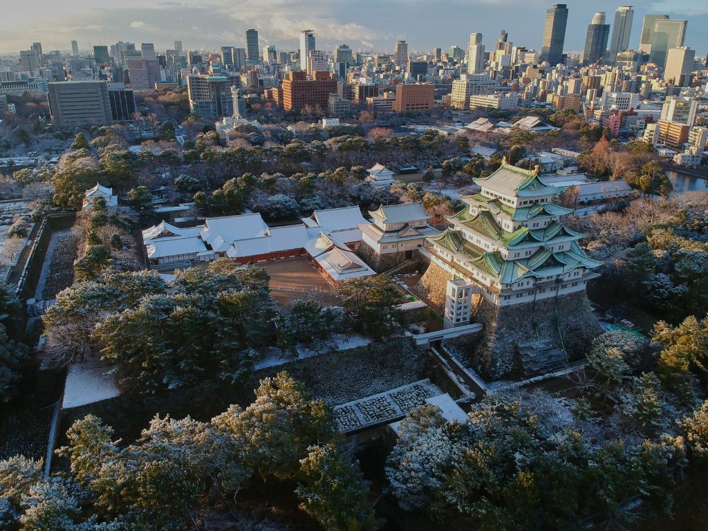 Nagoya Castle with Winter Snow